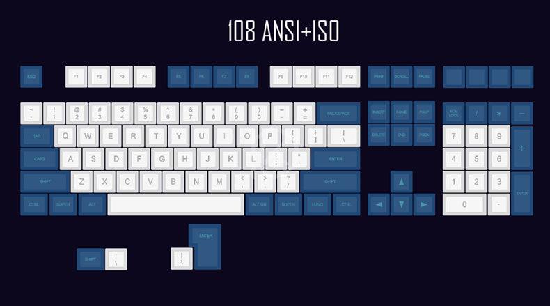 Laser Engraving Keycap Blue And White Mechanical Keyboard