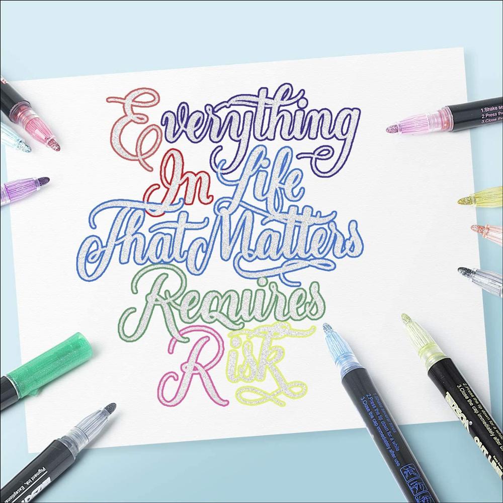 Color Double Line Signature Highlighter Pen And Drawn