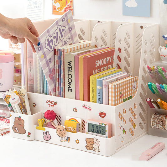 Kawaii Desk Organizer File Tray Book Stand Office Rack