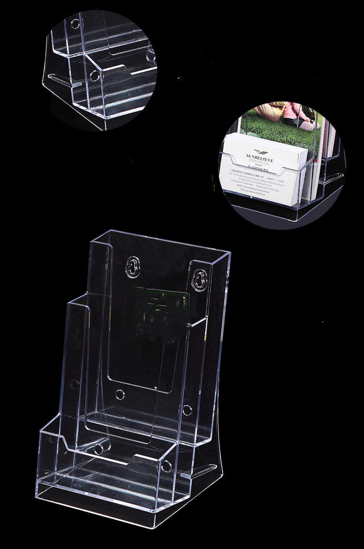 Business-Card-Holder Brochure Transparent-Stand Pamphlet Office-Display Acrylic Desk-Bank