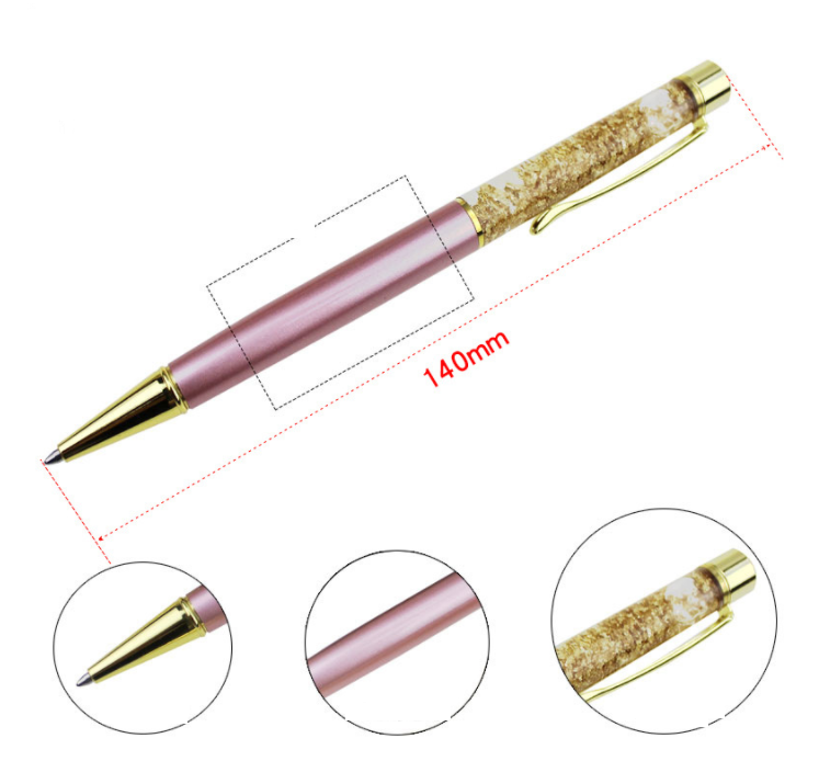 Gold foil pen metal ball point pen