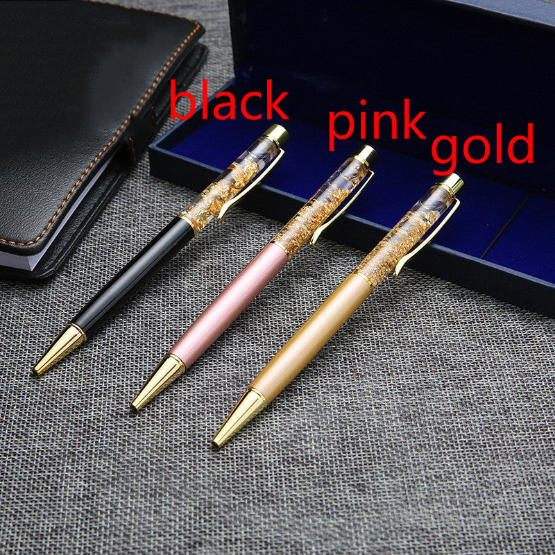 Gold foil pen metal ball point pen