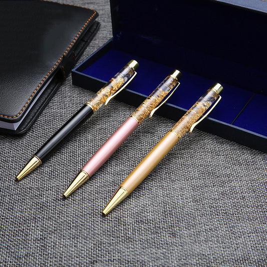 Gold foil pen metal ball point pen