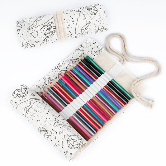 Creative Pencil Case Pencil Case Plain Starry Sky Pen Curtain Roll Pencil Case Color Lead Sketch