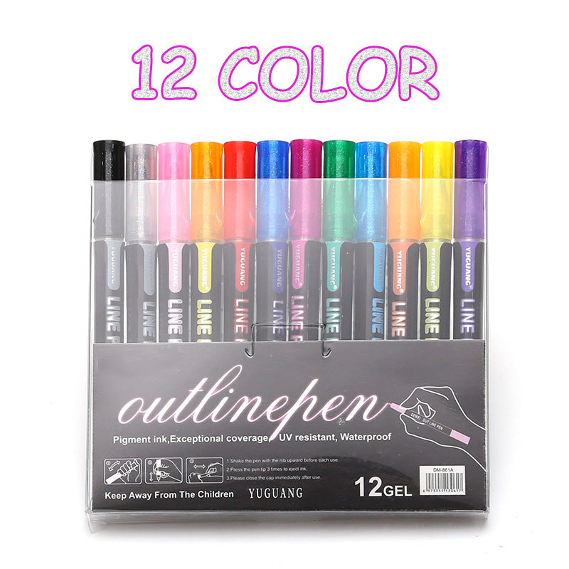 Color Double Line Signature Highlighter Pen And Drawn