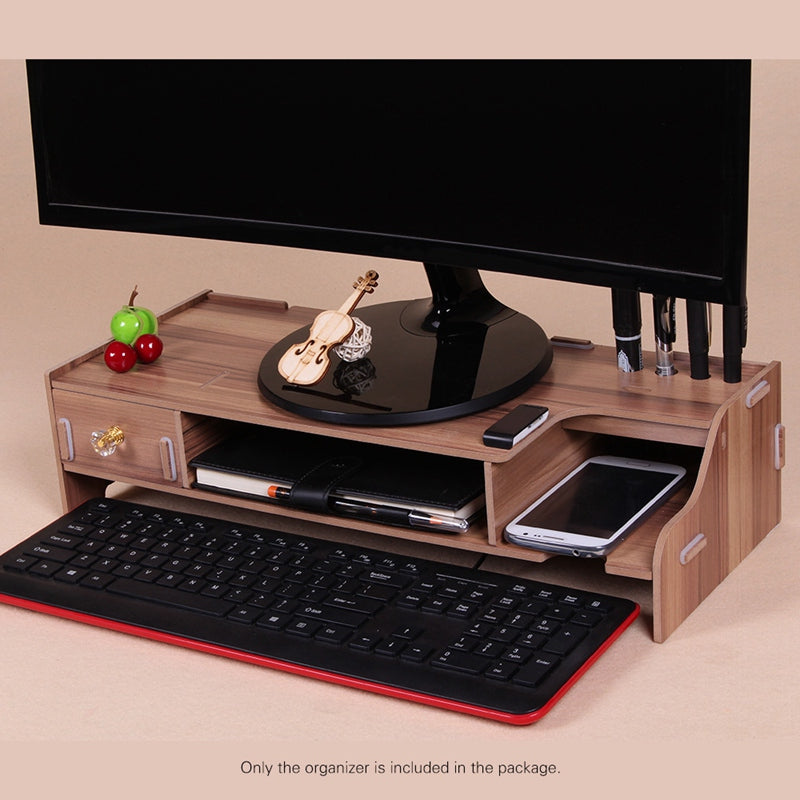 Wooden Monitor Stand Riser Computer Desk Organizer With Keyb